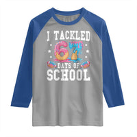 67 Days Of School Raglan Shirt Six Seven Sports American Football Ice Cream Drip - Wonder Print Shop