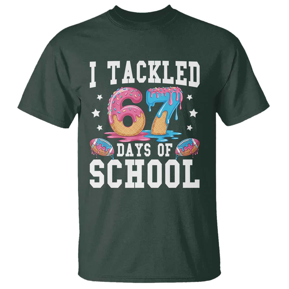67 Days Of School T Shirt Six Seven Sports American Football Ice Cream Drip - Wonder Print Shop
