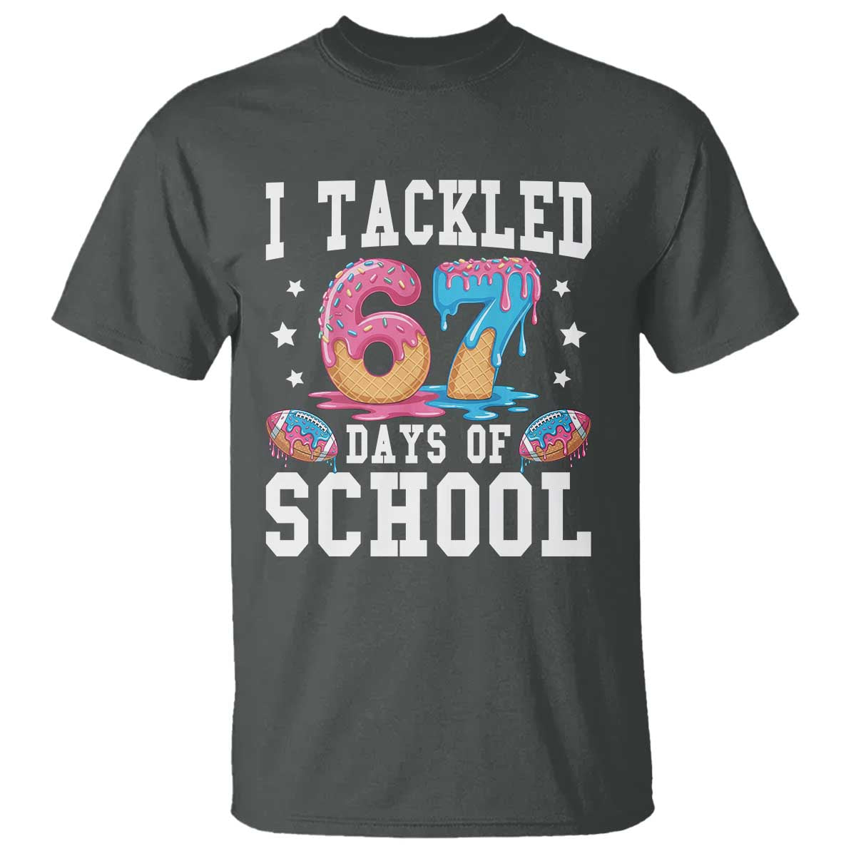 67 Days Of School T Shirt Six Seven Sports American Football Ice Cream Drip - Wonder Print Shop