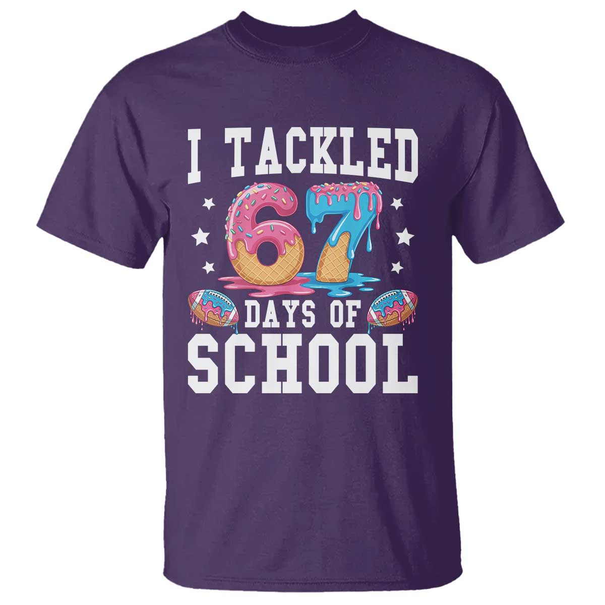 67 Days Of School T Shirt Six Seven Sports American Football Ice Cream Drip - Wonder Print Shop