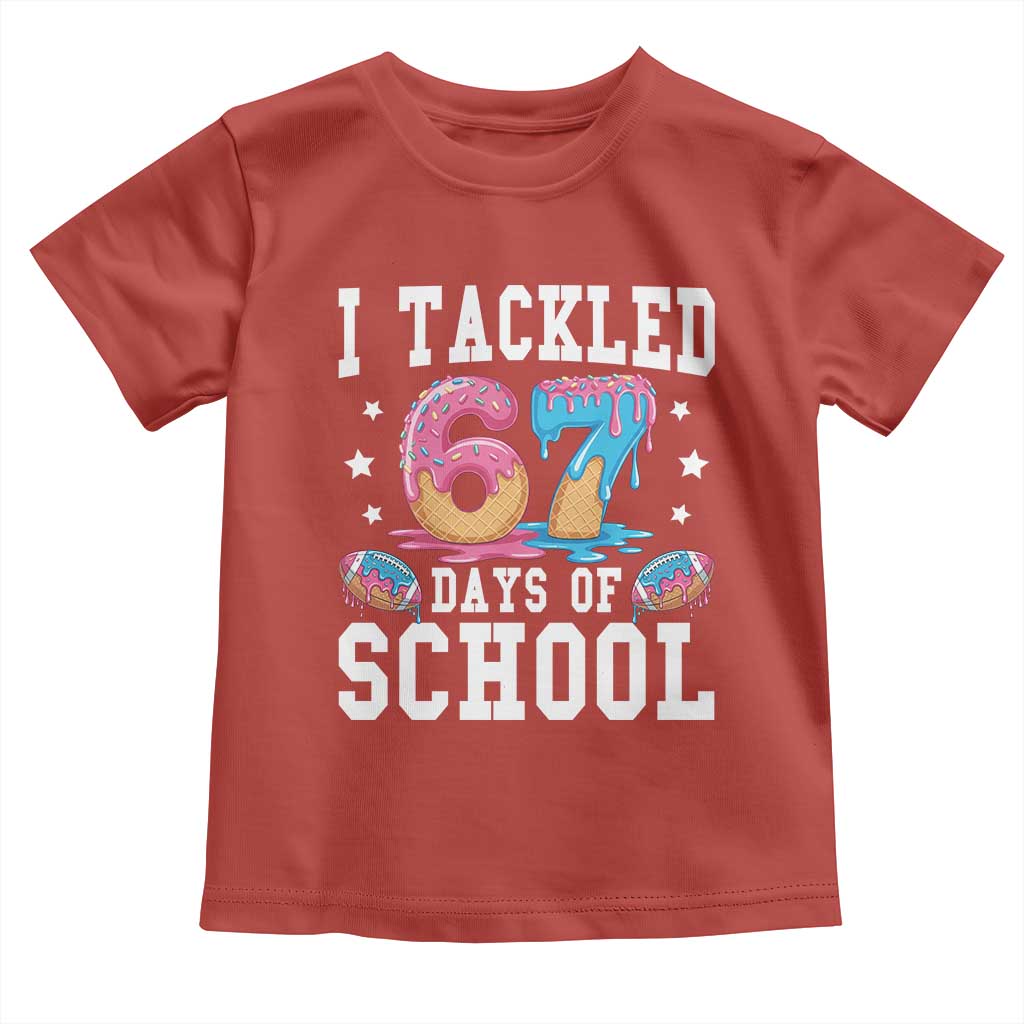 67 Days Of School Toddler T Shirt Six Seven Sports American Football Ice Cream Drip - Wonder Print Shop