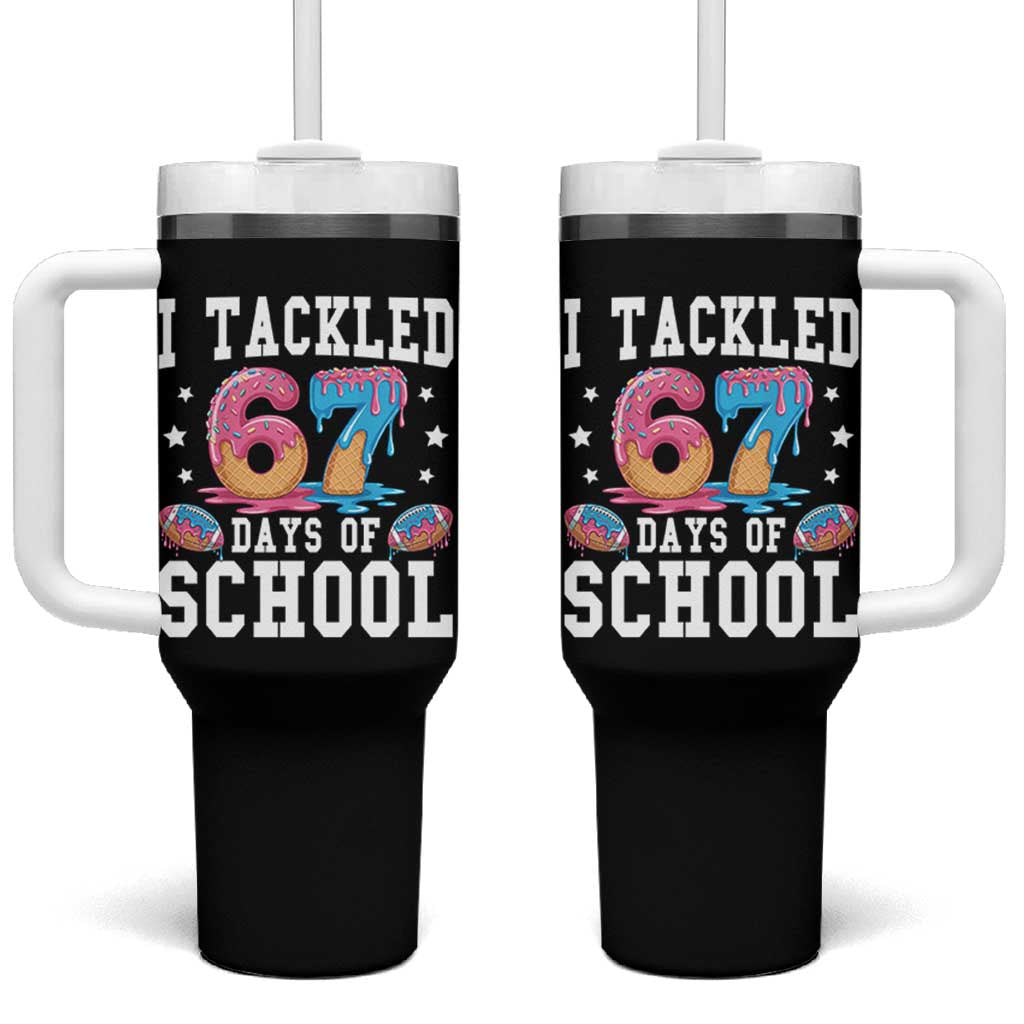 67 Days Of School Tumbler With Handle Six Seven Sports American Football Ice Cream Drip - Wonder Print Shop