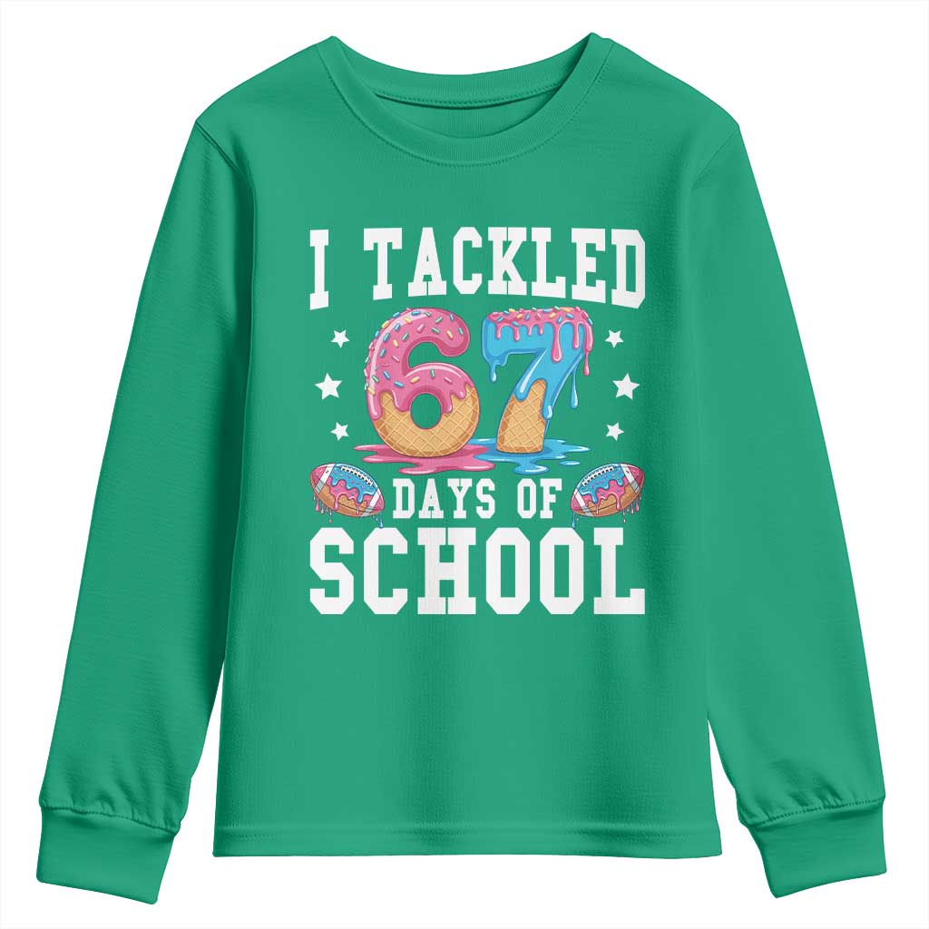 67 Days Of School Youth Sweatshirt Six Seven Sports American Football Ice Cream Drip - Wonder Print Shop