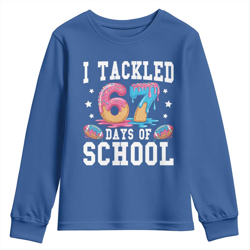 67 Days Of School Youth Sweatshirt Six Seven Sports American Football Ice Cream Drip - Wonder Print Shop