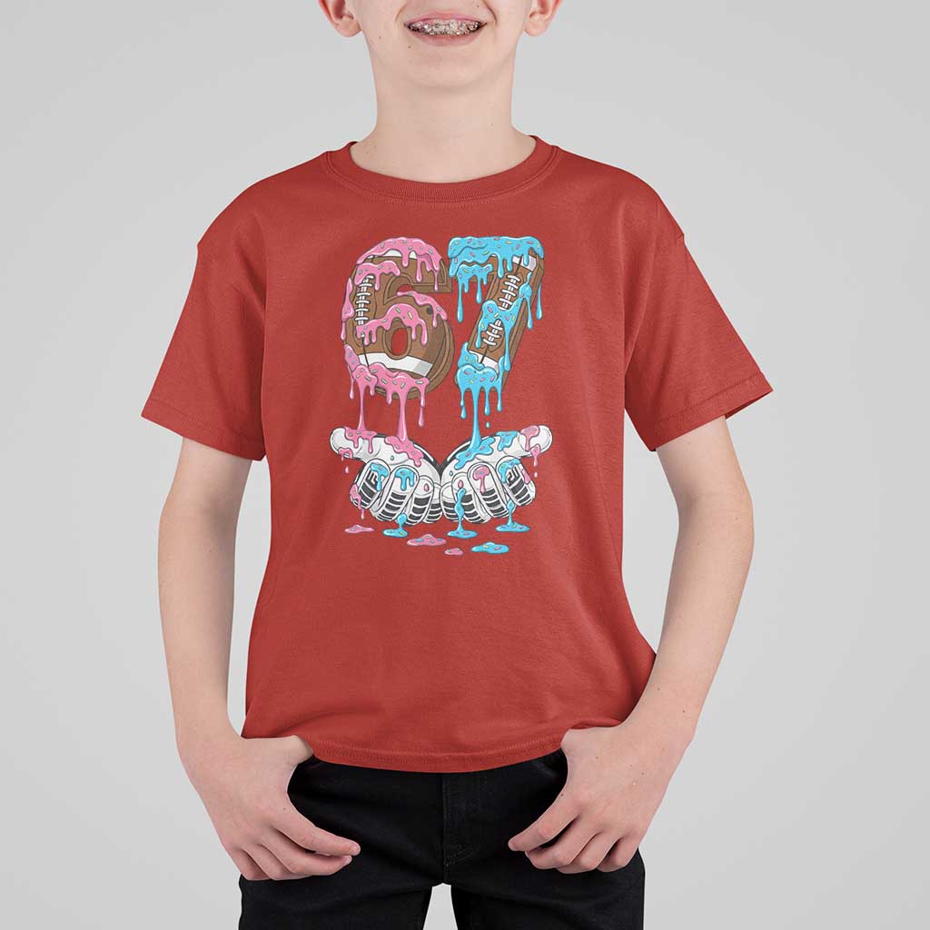 67 Football Meme T Shirt For Kid Six Seven Sports American Football Ice Cream Drip - Wonder Print Shop