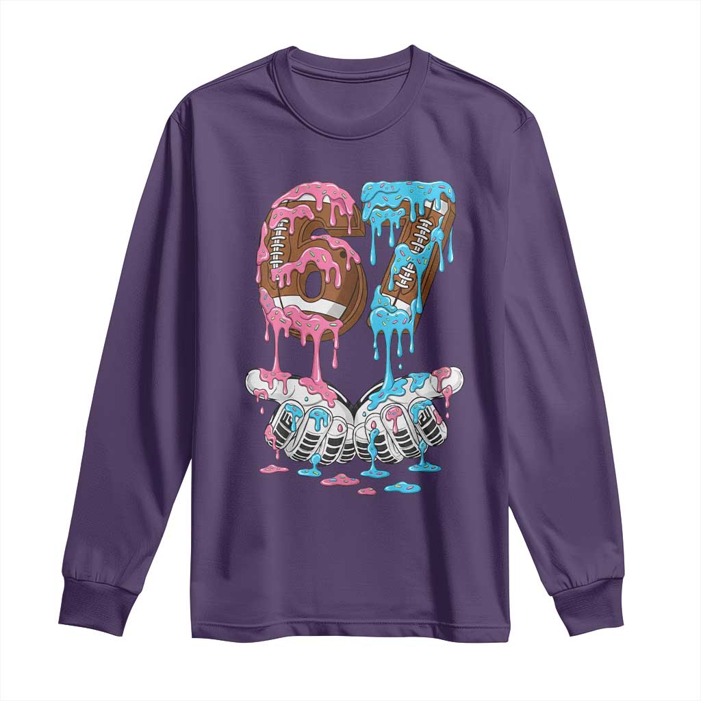 67 Football Meme Long Sleeve Shirt Six Seven Sports American Football Ice Cream Drip - Wonder Print Shop