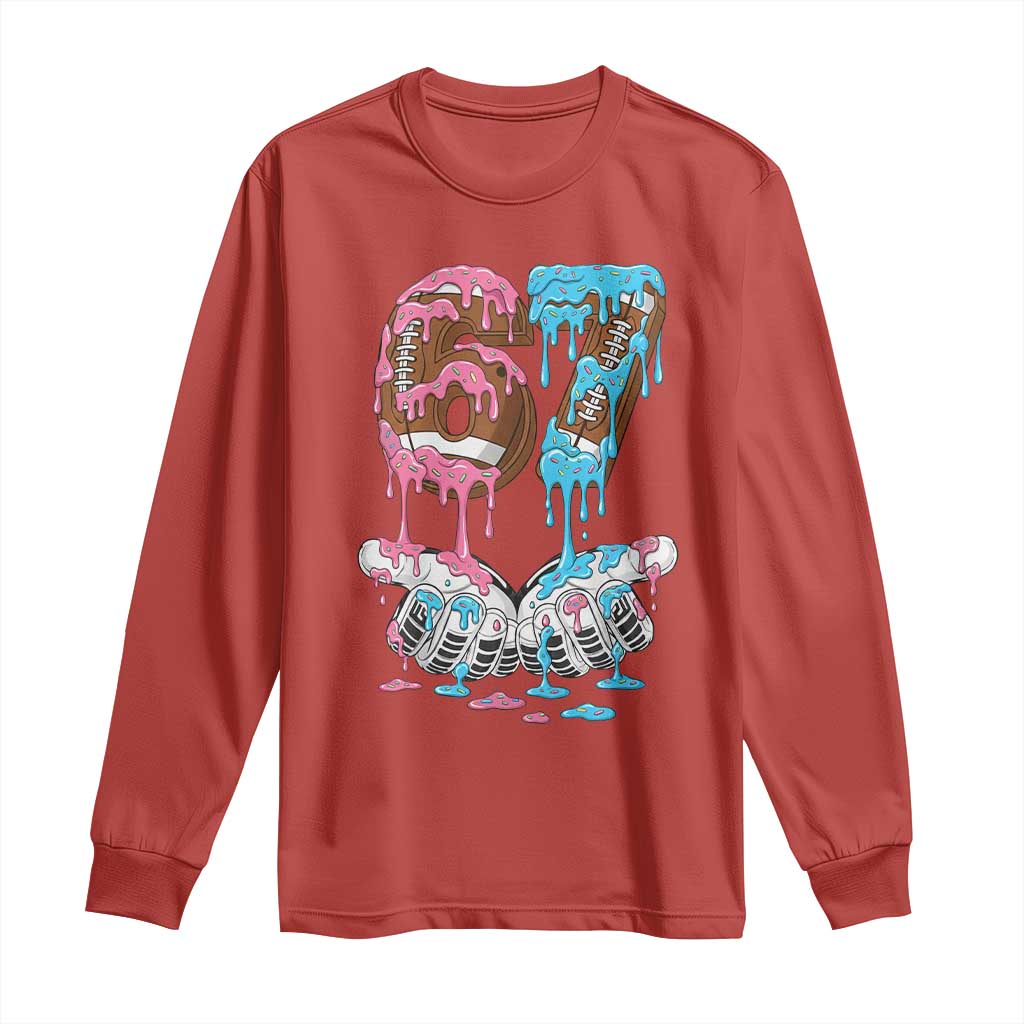 67 Football Meme Long Sleeve Shirt Six Seven Sports American Football Ice Cream Drip - Wonder Print Shop