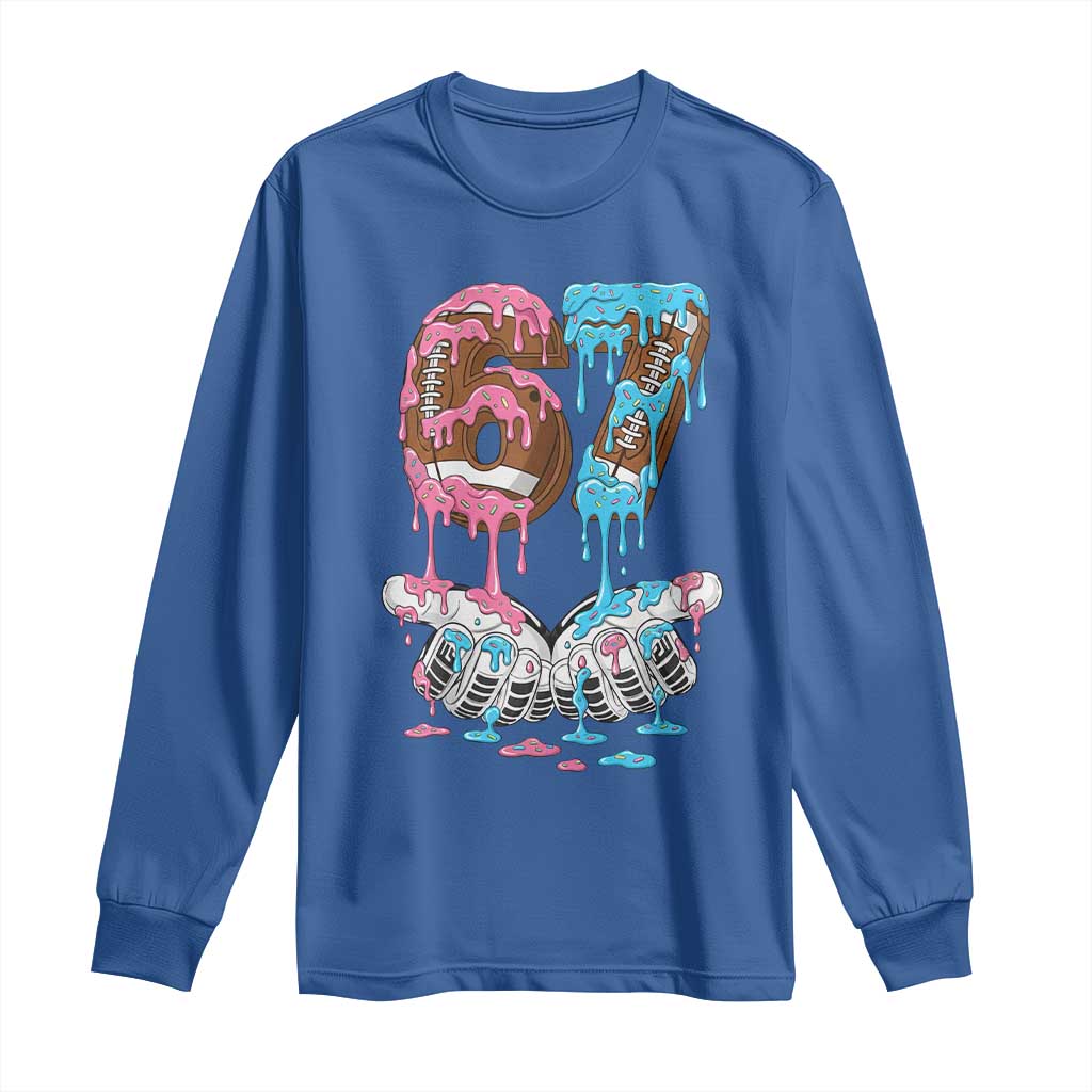67 Football Meme Long Sleeve Shirt Six Seven Sports American Football Ice Cream Drip - Wonder Print Shop