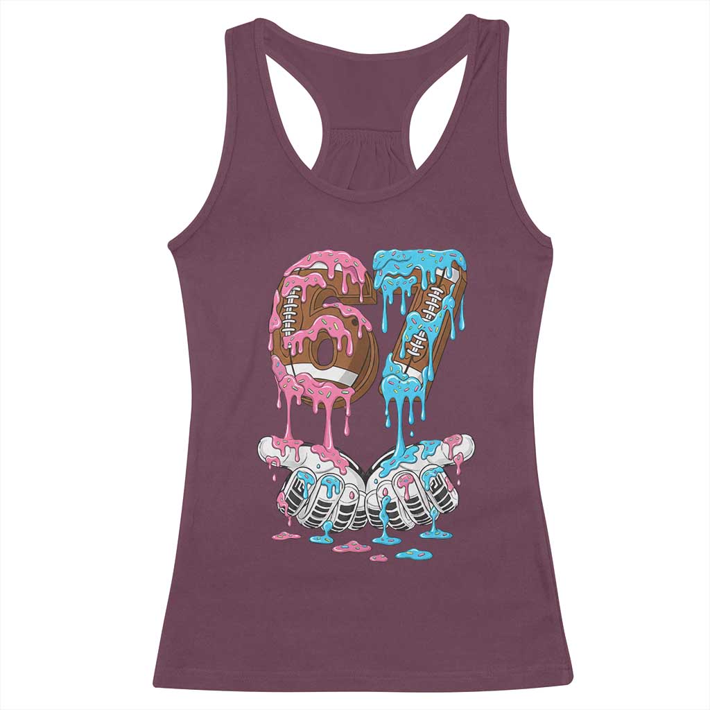 67 Football Meme Racerback Tank Top Six Seven Sports American Football Ice Cream Drip - Wonder Print Shop