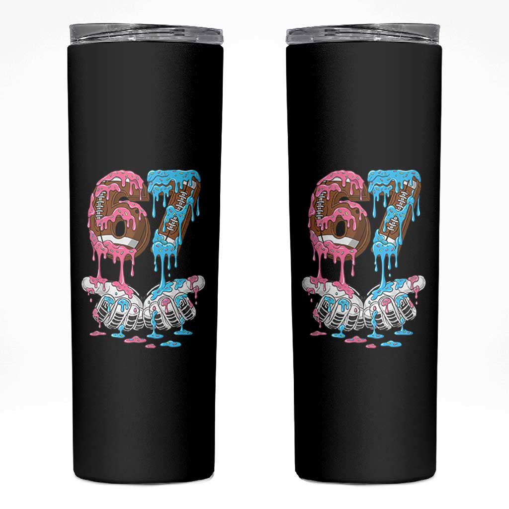 67 Football Meme Skinny Tumbler Six Seven Sports American Football Ice Cream Drip - Wonder Print Shop
