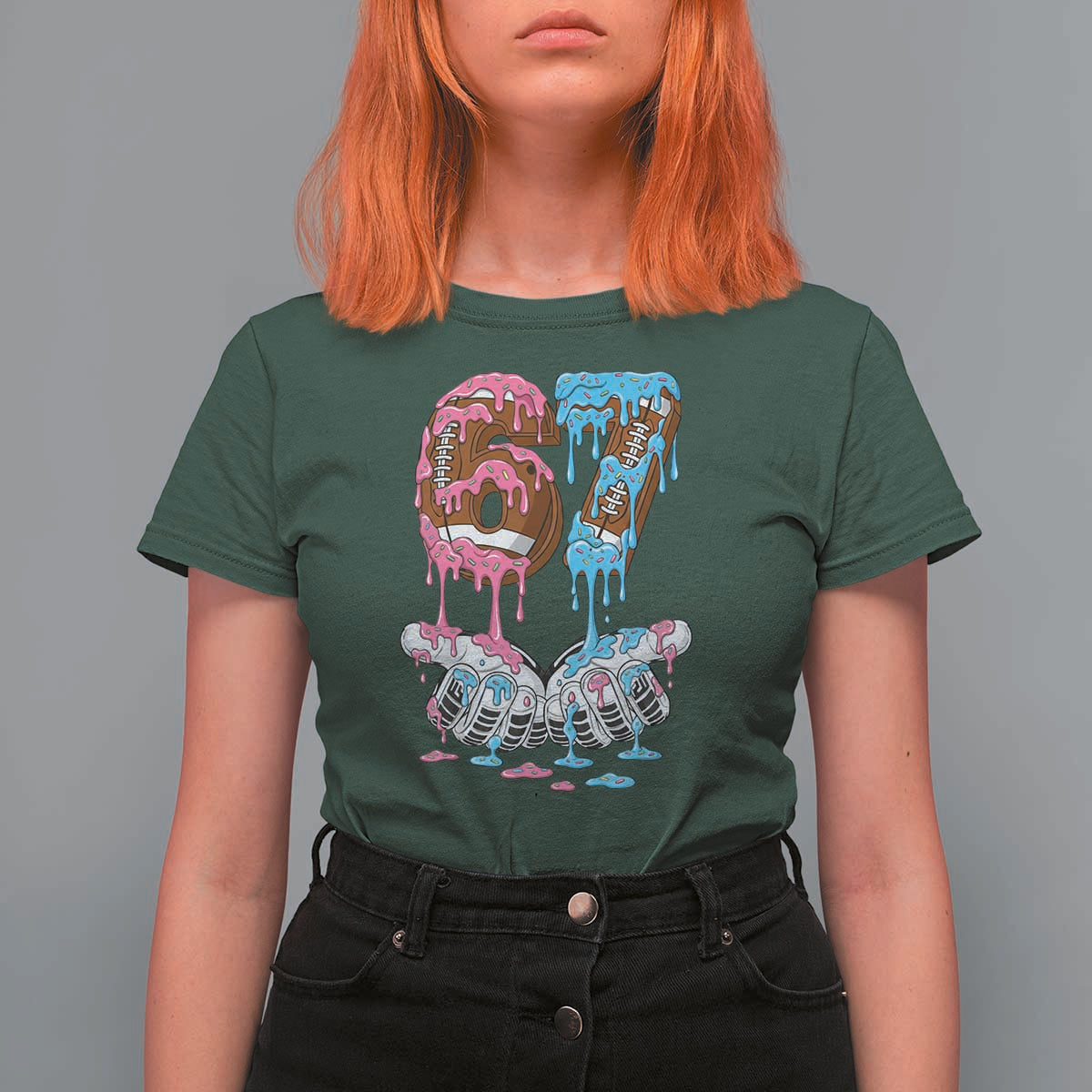 67 Football Meme T Shirt For Women Six Seven Sports American Football Ice Cream Drip - Wonder Print Shop