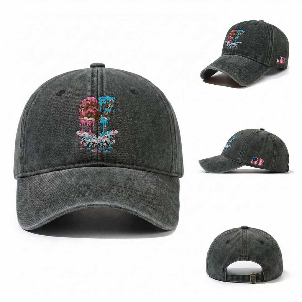 67 Football Meme Washed Cotton Baseball Cap Six Seven Sports American Football Ice Cream Drip