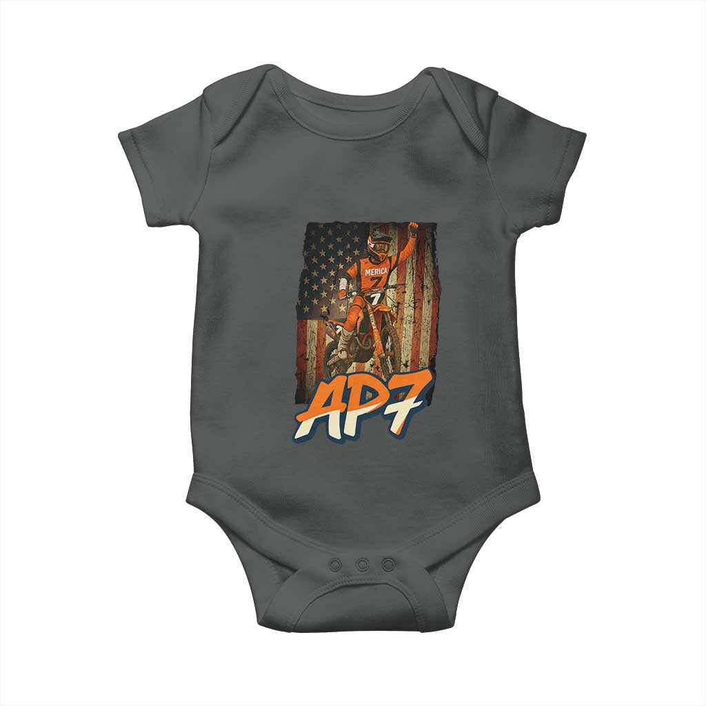 Dirt Bike American Flag Baby Onesie - Wonder Print Shop
