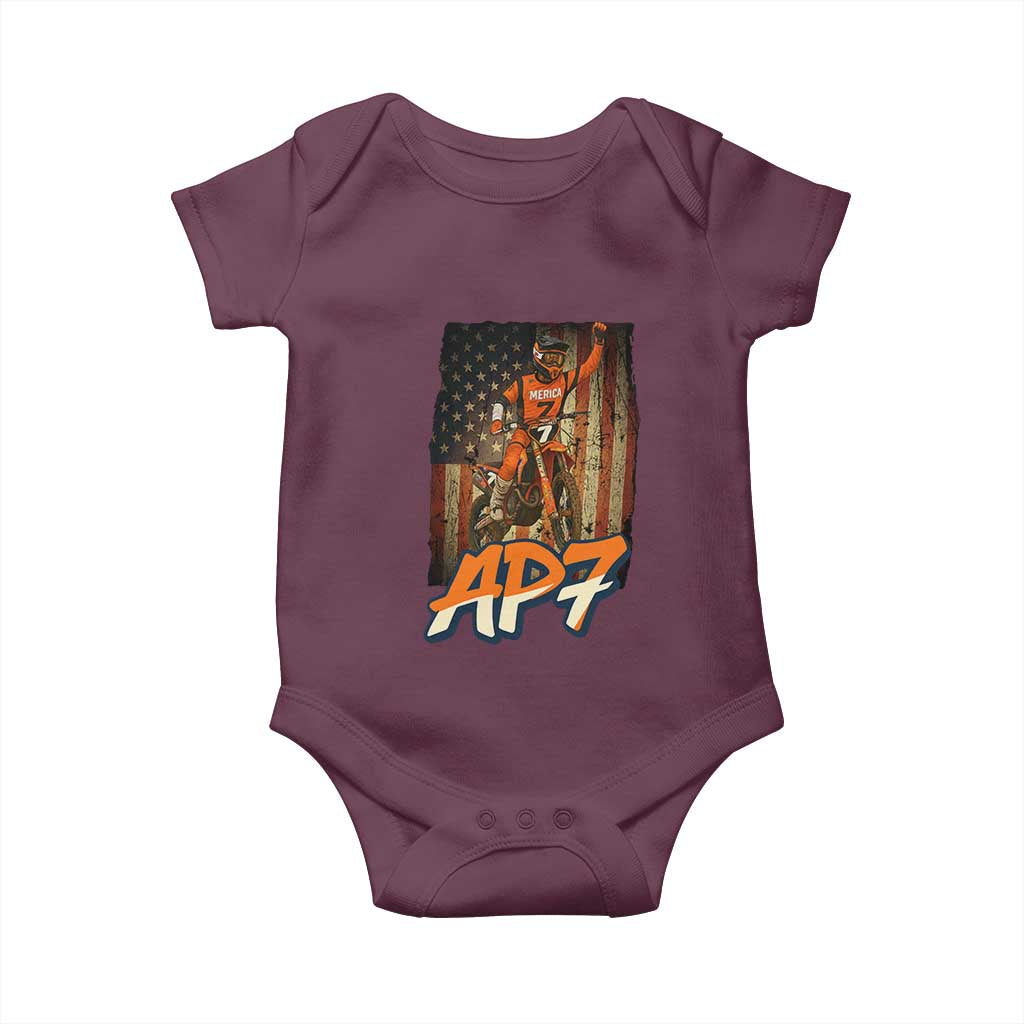 Dirt Bike American Flag Baby Onesie - Wonder Print Shop