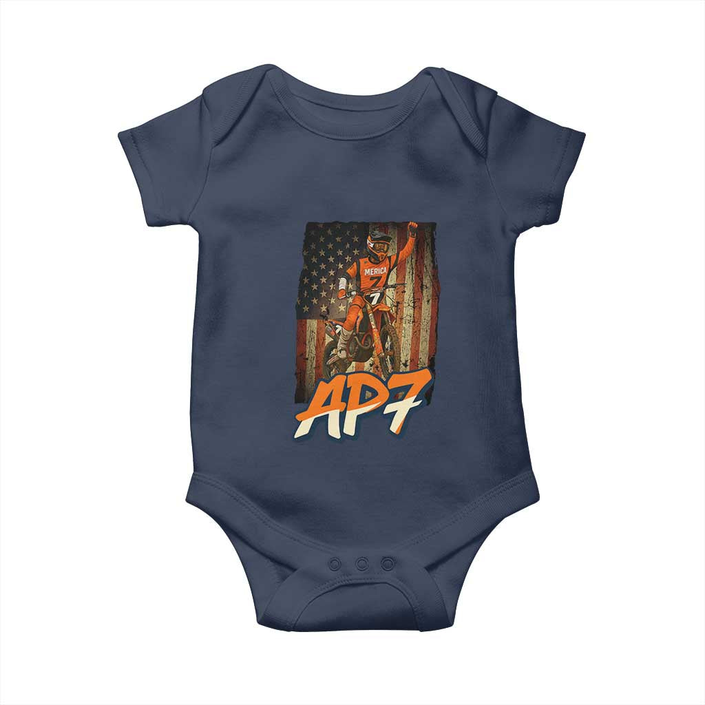 Dirt Bike American Flag Baby Onesie - Wonder Print Shop