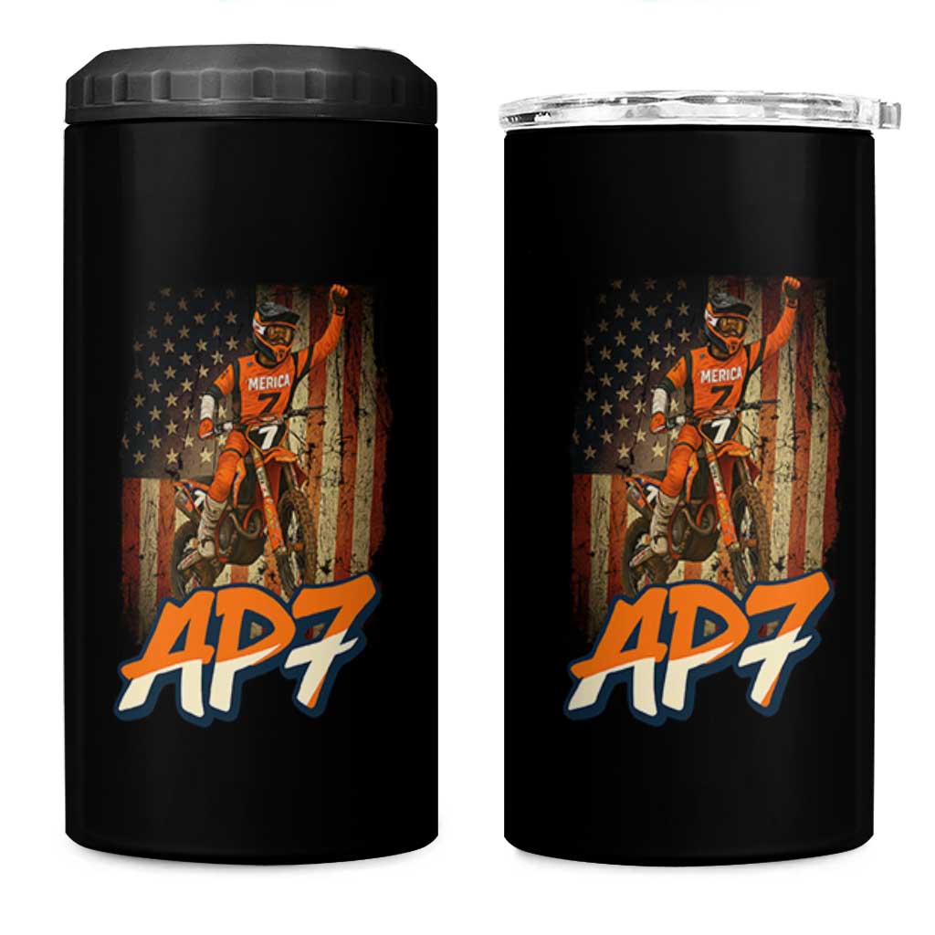 Dirt Bike American Flag 4 in 1 Can Cooler Tumbler - Wonder Print Shop