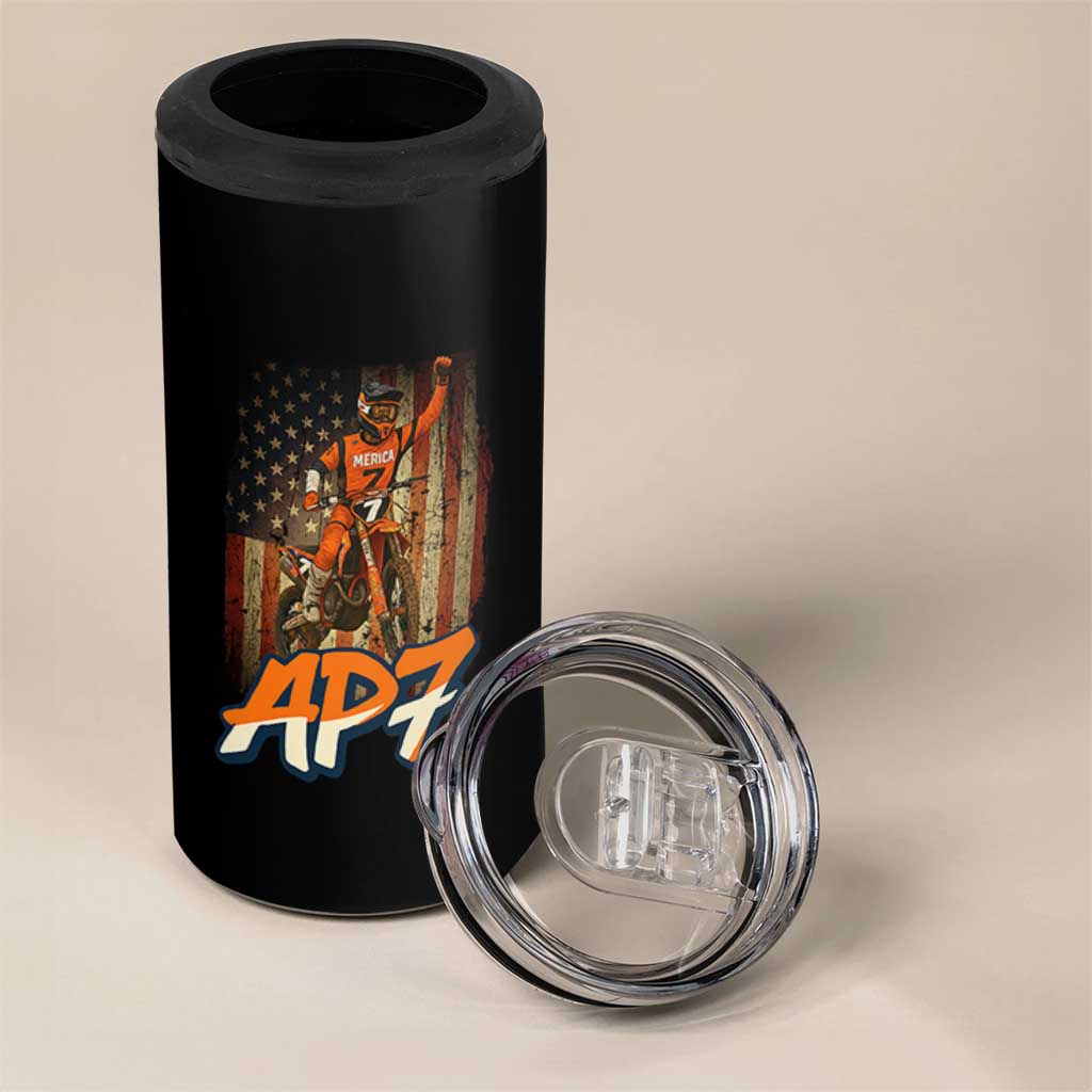 Dirt Bike American Flag 4 in 1 Can Cooler Tumbler - Wonder Print Shop