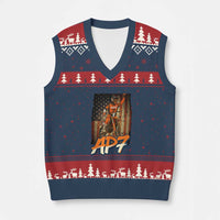 Dirt Bike American Flag V-Neck Knit Sweater Vest - Wonder Print Shop