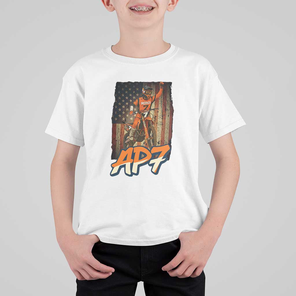 Dirt Bike American Flag T Shirt For Kid - Wonder Print Shop