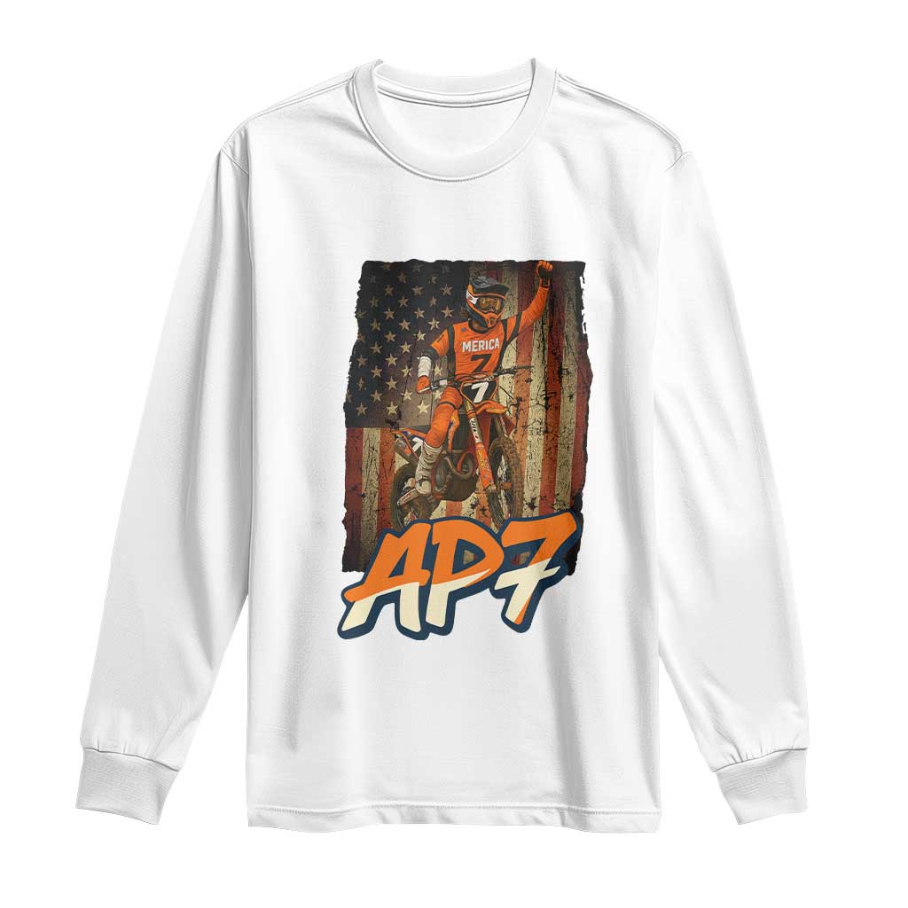 Dirt Bike American Flag Long Sleeve Shirt - Wonder Print Shop