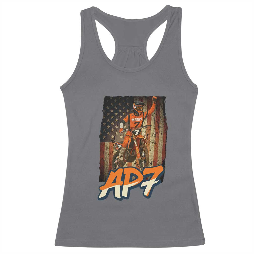 Dirt Bike American Flag Racerback Tank Top - Wonder Print Shop