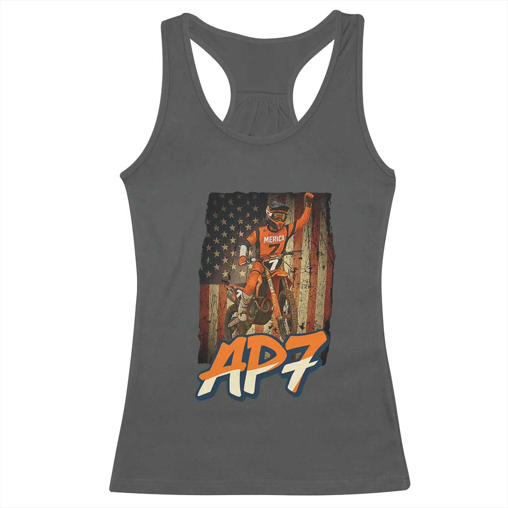 Dirt Bike American Flag Racerback Tank Top - Wonder Print Shop