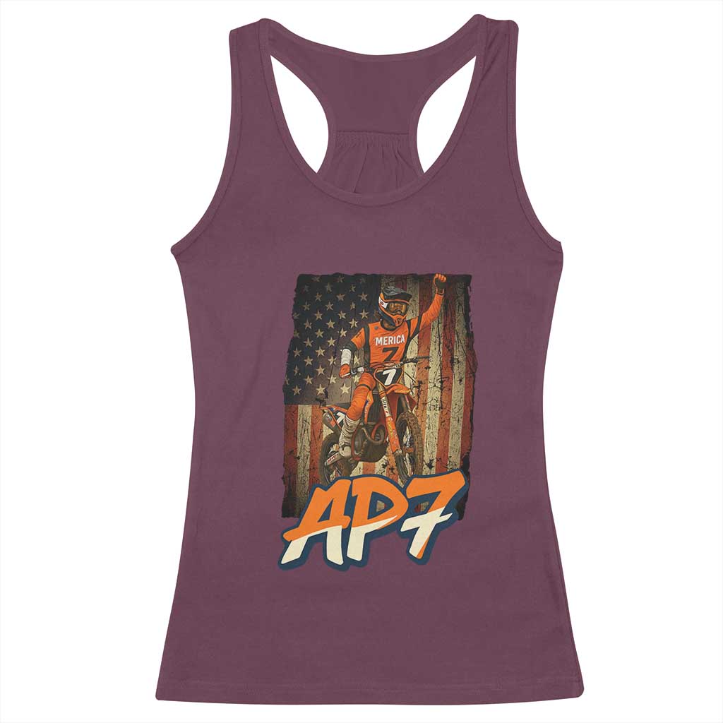 Dirt Bike American Flag Racerback Tank Top - Wonder Print Shop