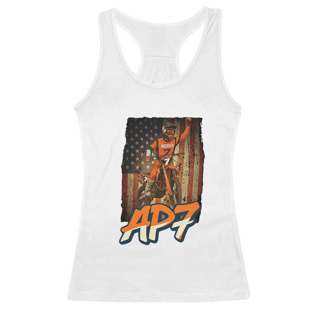 Dirt Bike American Flag Racerback Tank Top - Wonder Print Shop