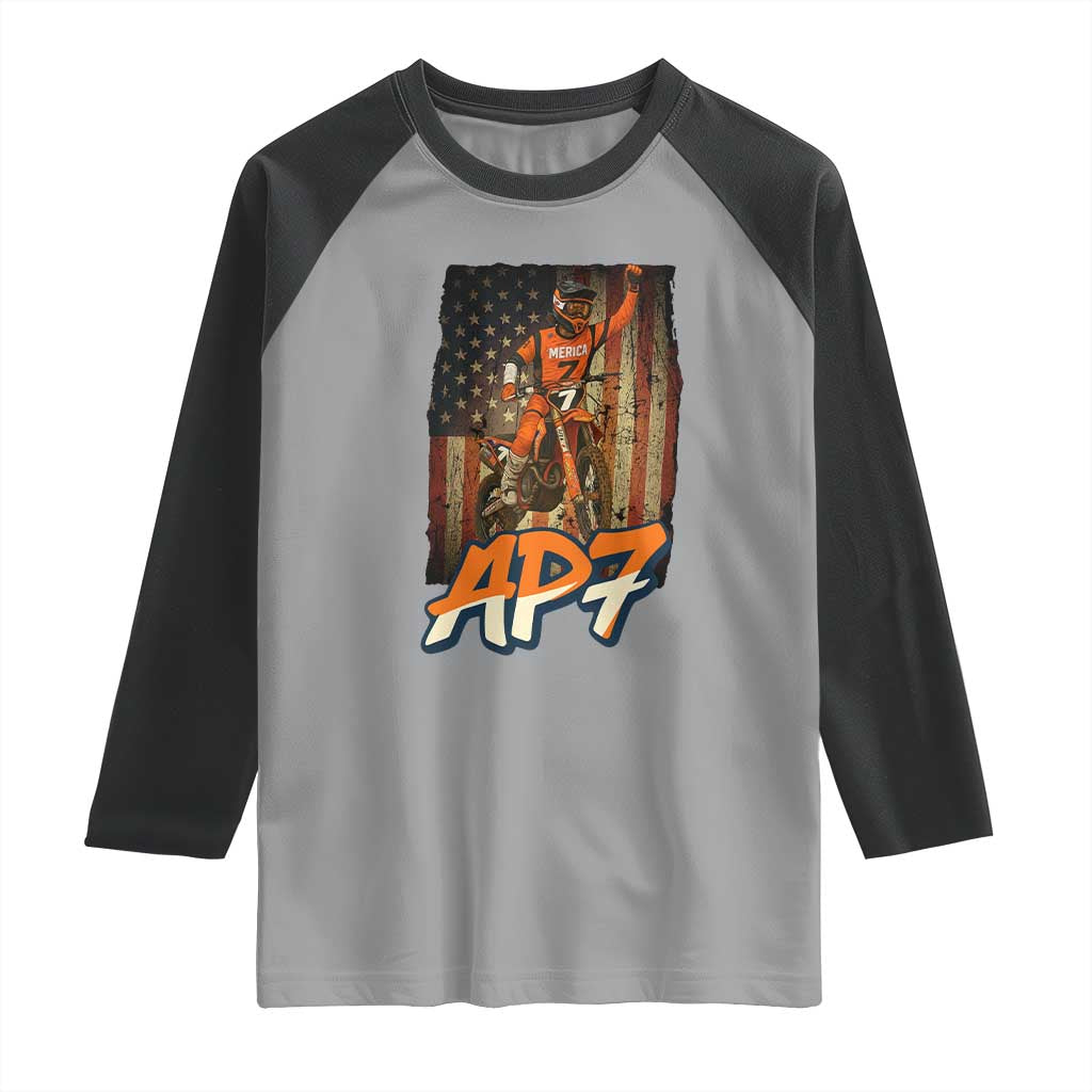 Dirt Bike American Flag Raglan Shirt - Wonder Print Shop