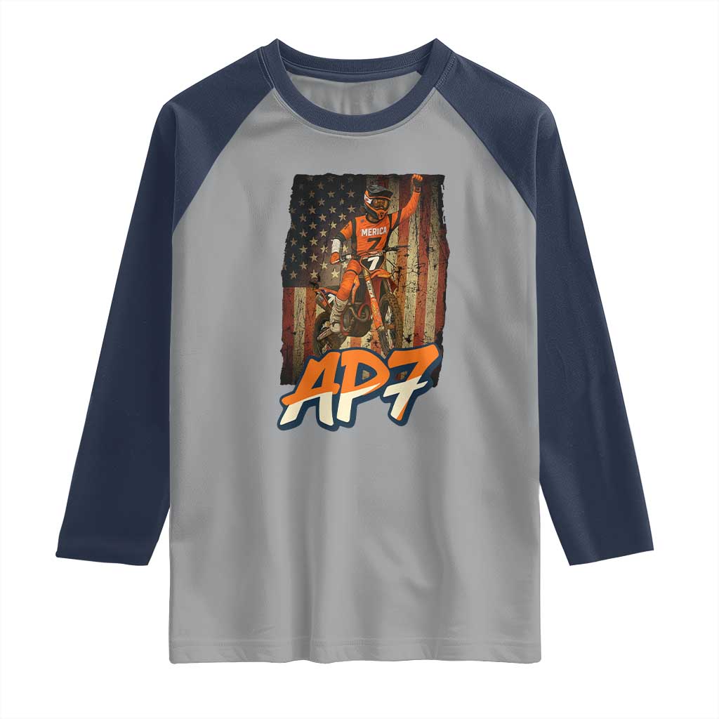 Dirt Bike American Flag Raglan Shirt - Wonder Print Shop