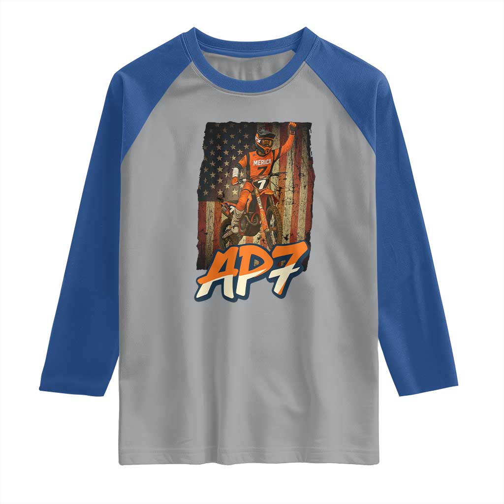 Dirt Bike American Flag Raglan Shirt - Wonder Print Shop