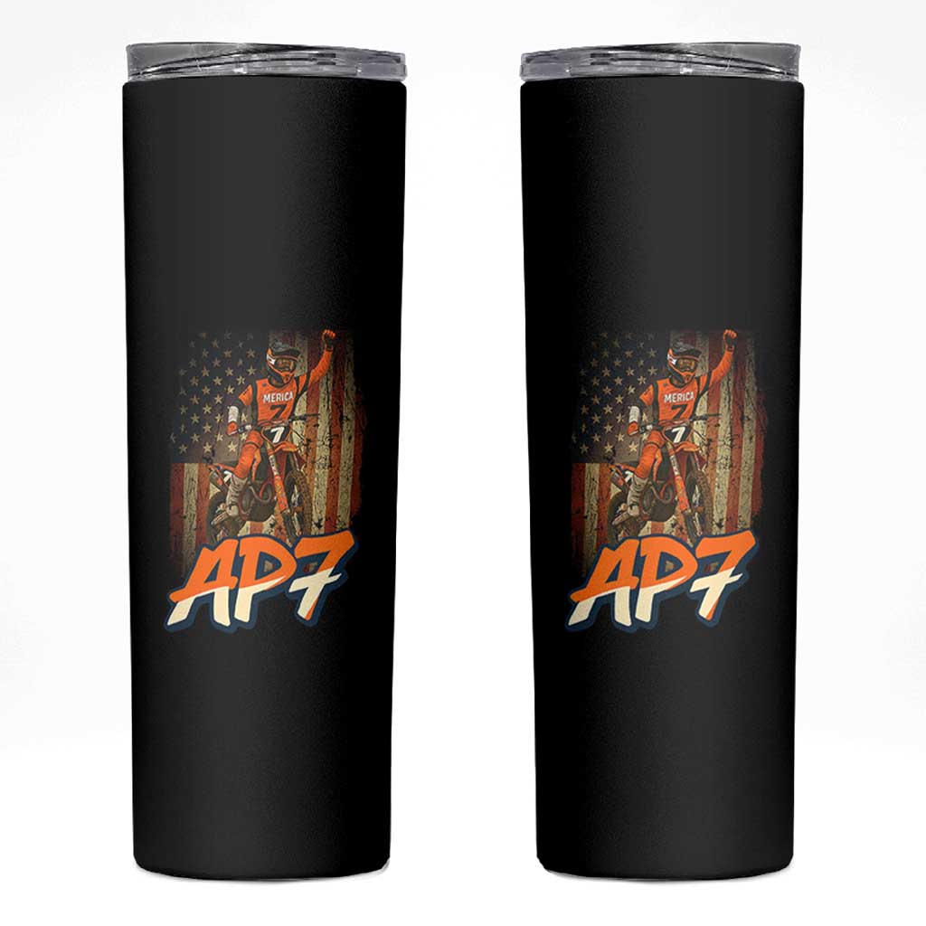 Dirt Bike American Flag Skinny Tumbler - Wonder Print Shop