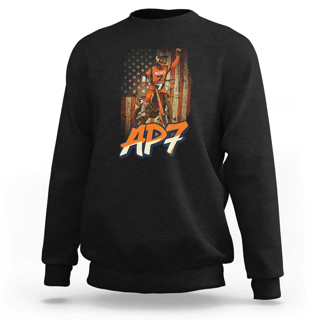 Dirt Bike American Flag Sweatshirt - Wonder Print Shop
