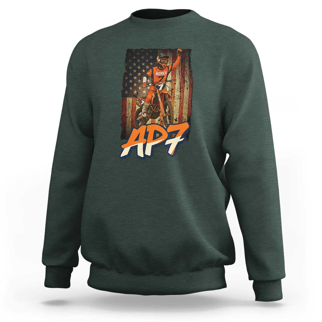 Dirt Bike American Flag Sweatshirt - Wonder Print Shop