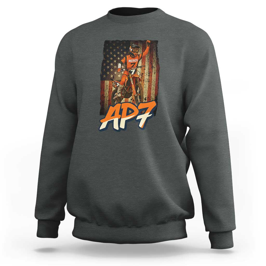 Dirt Bike American Flag Sweatshirt - Wonder Print Shop