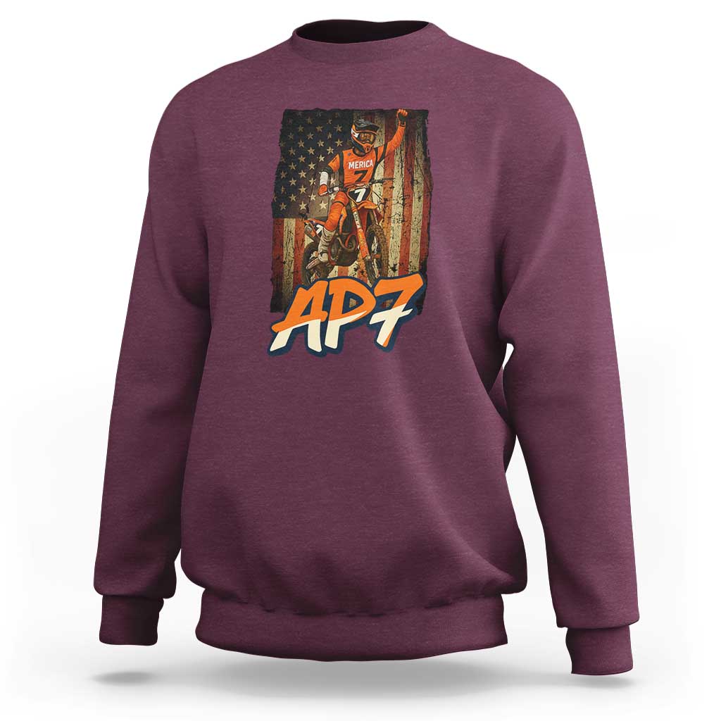 Dirt Bike American Flag Sweatshirt - Wonder Print Shop