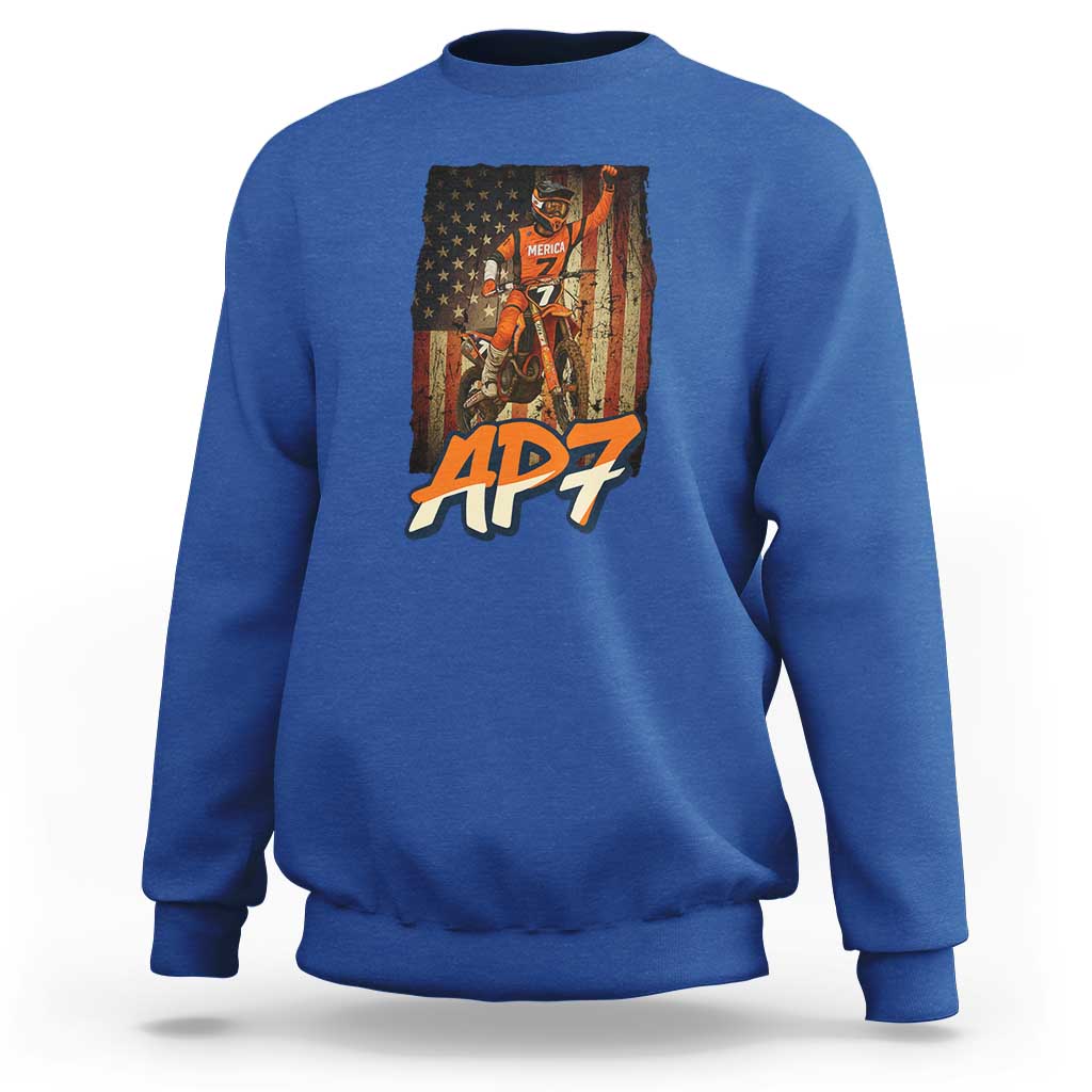 Dirt Bike American Flag Sweatshirt - Wonder Print Shop
