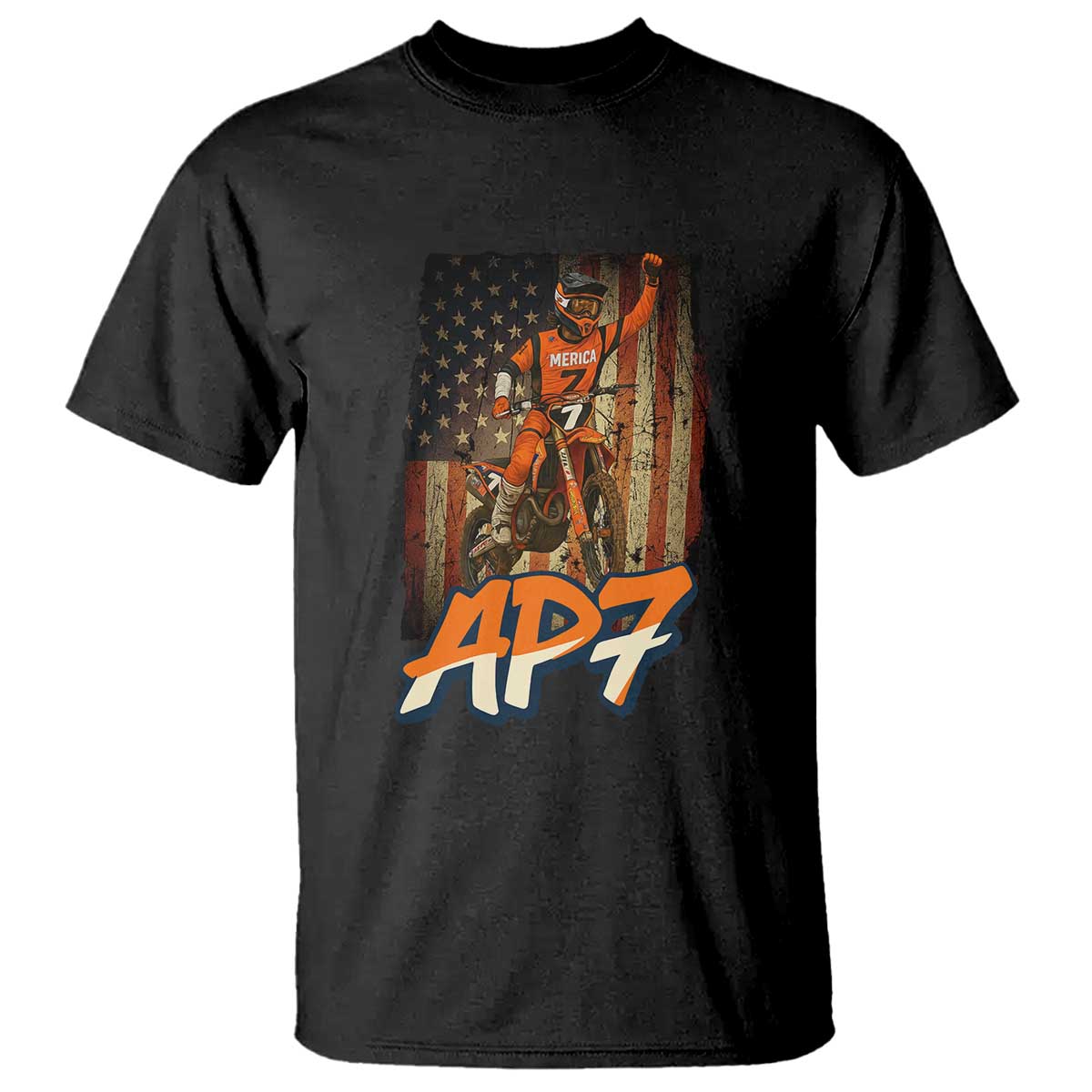 Dirt Bike American Flag T Shirt - Wonder Print Shop