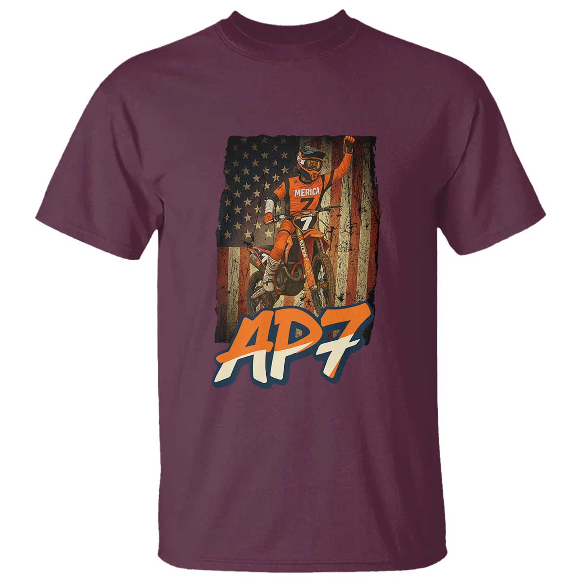 Dirt Bike American Flag T Shirt - Wonder Print Shop