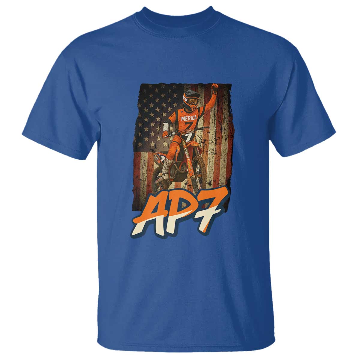Dirt Bike American Flag T Shirt - Wonder Print Shop