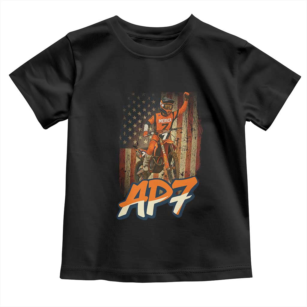 Dirt Bike American Flag Toddler T Shirt - Wonder Print Shop
