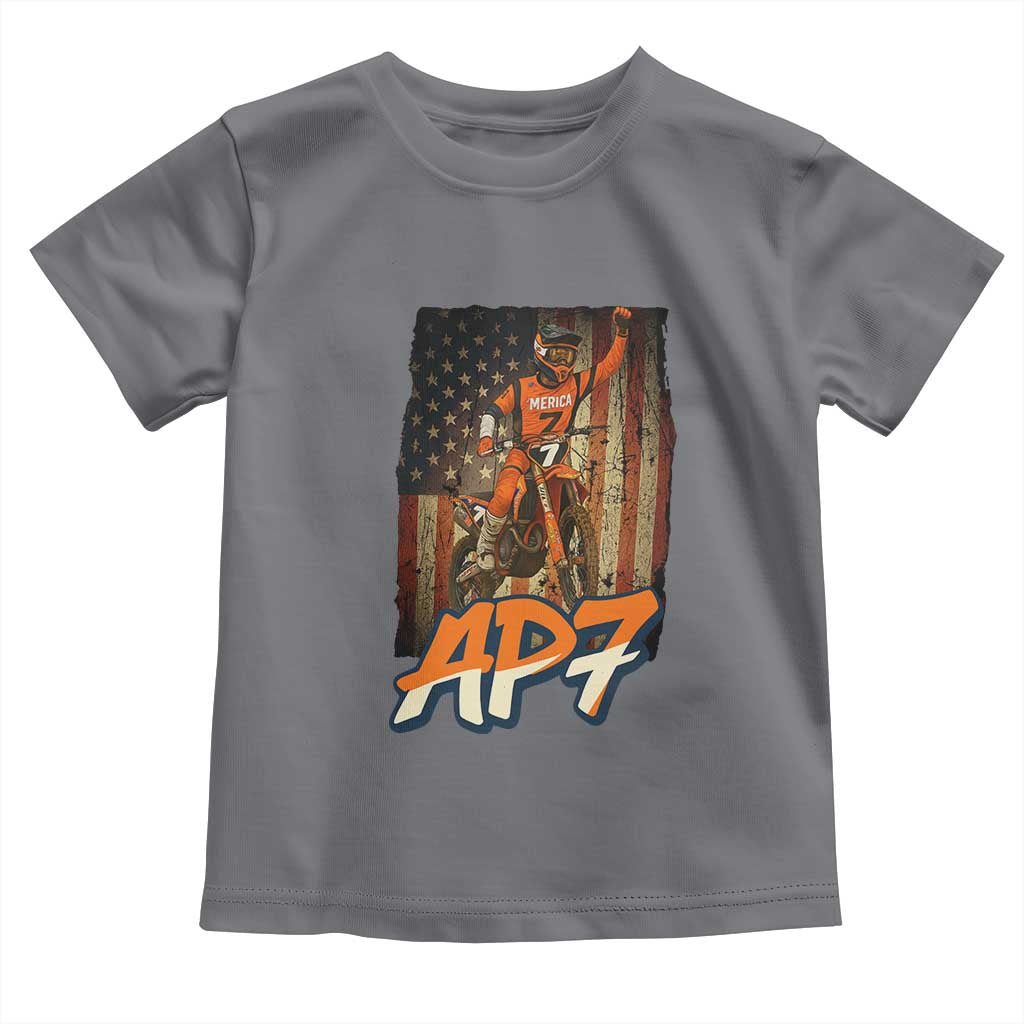 Dirt Bike American Flag Toddler T Shirt - Wonder Print Shop