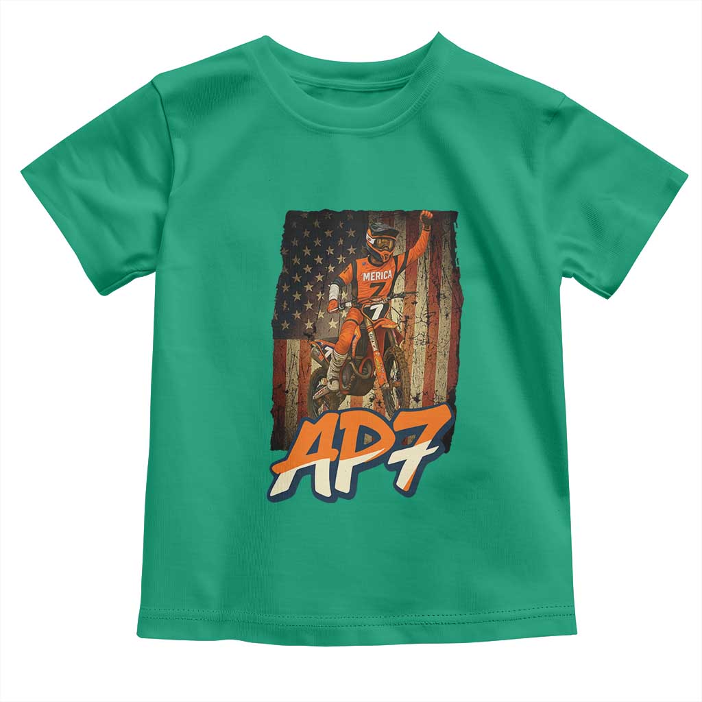 Dirt Bike American Flag Toddler T Shirt - Wonder Print Shop