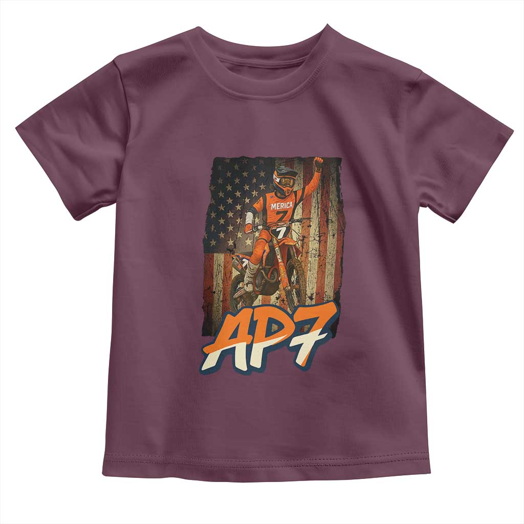 Dirt Bike American Flag Toddler T Shirt - Wonder Print Shop