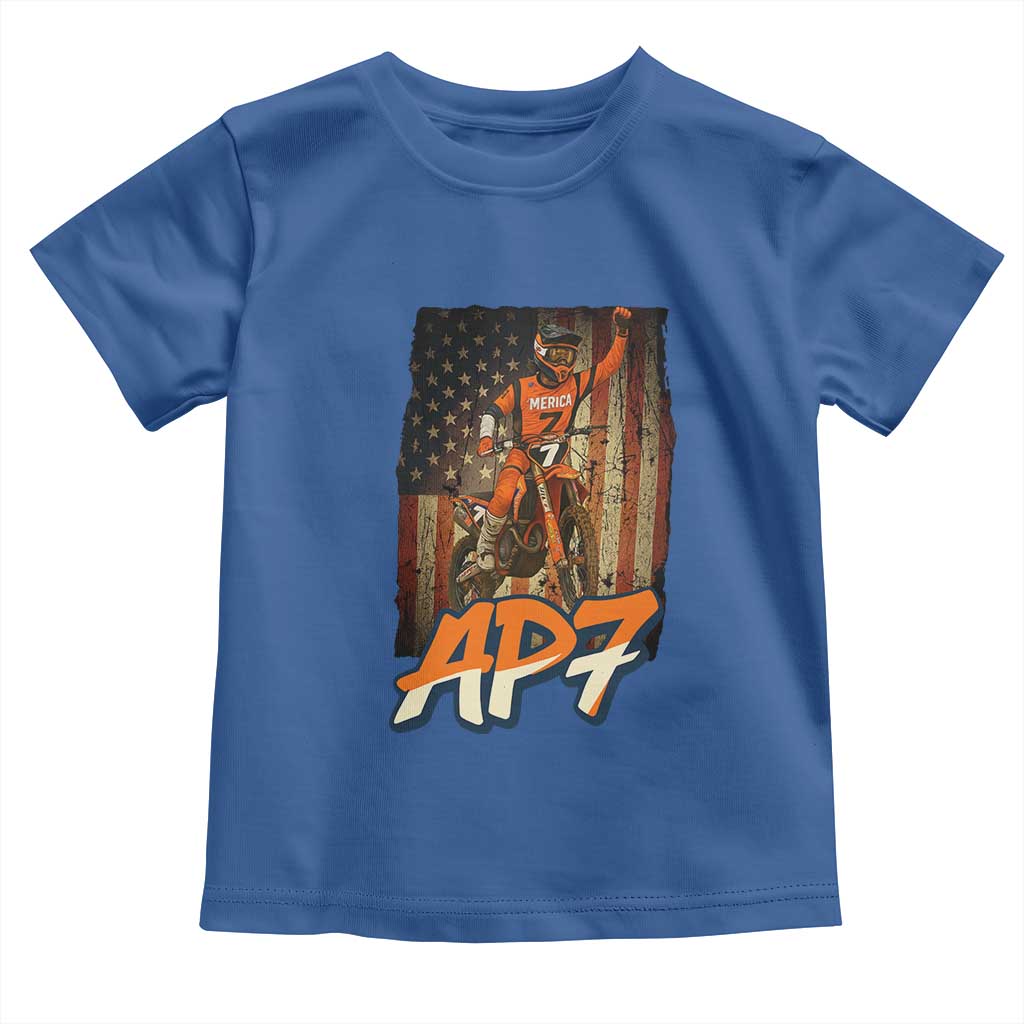 Dirt Bike American Flag Toddler T Shirt - Wonder Print Shop