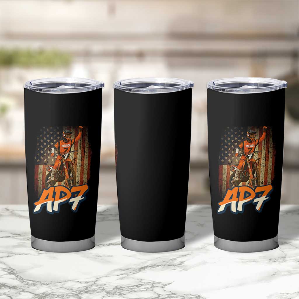 Dirt Bike American Flag Tumbler Cup - Wonder Print Shop