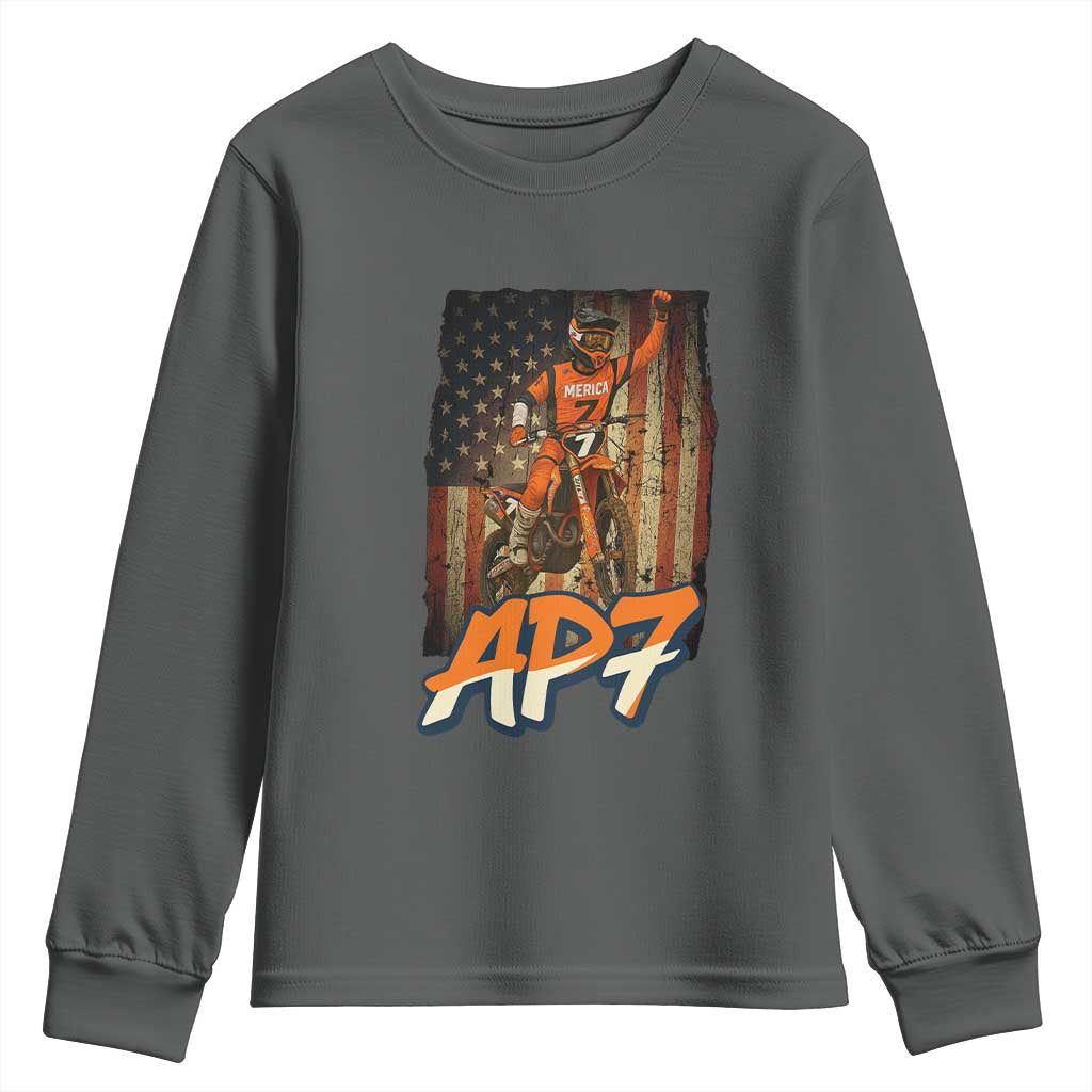 Dirt Bike American Flag Youth Sweatshirt - Wonder Print Shop