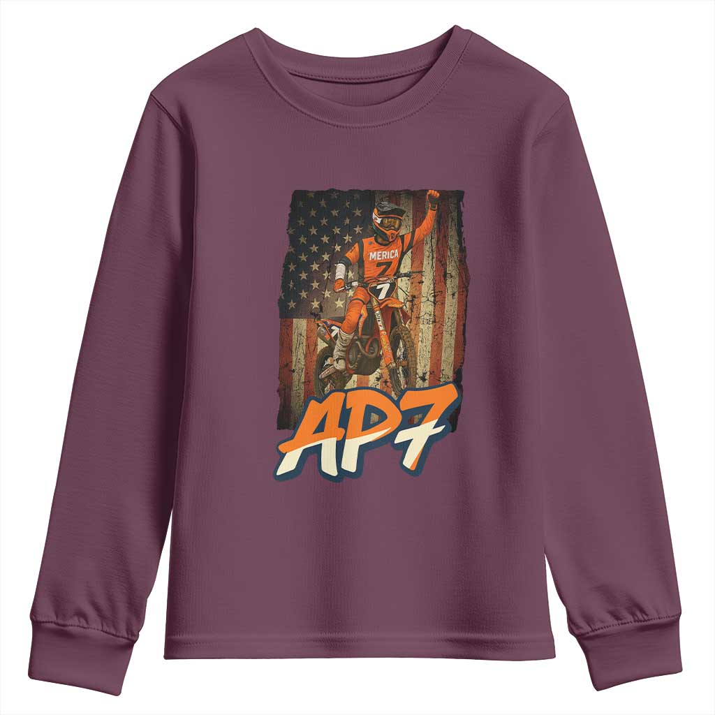 Dirt Bike American Flag Youth Sweatshirt - Wonder Print Shop