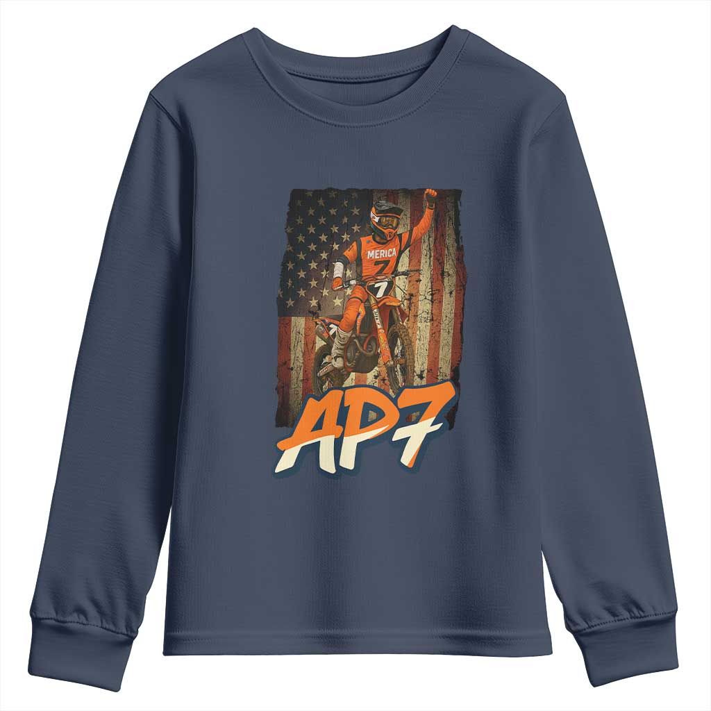 Dirt Bike American Flag Youth Sweatshirt - Wonder Print Shop