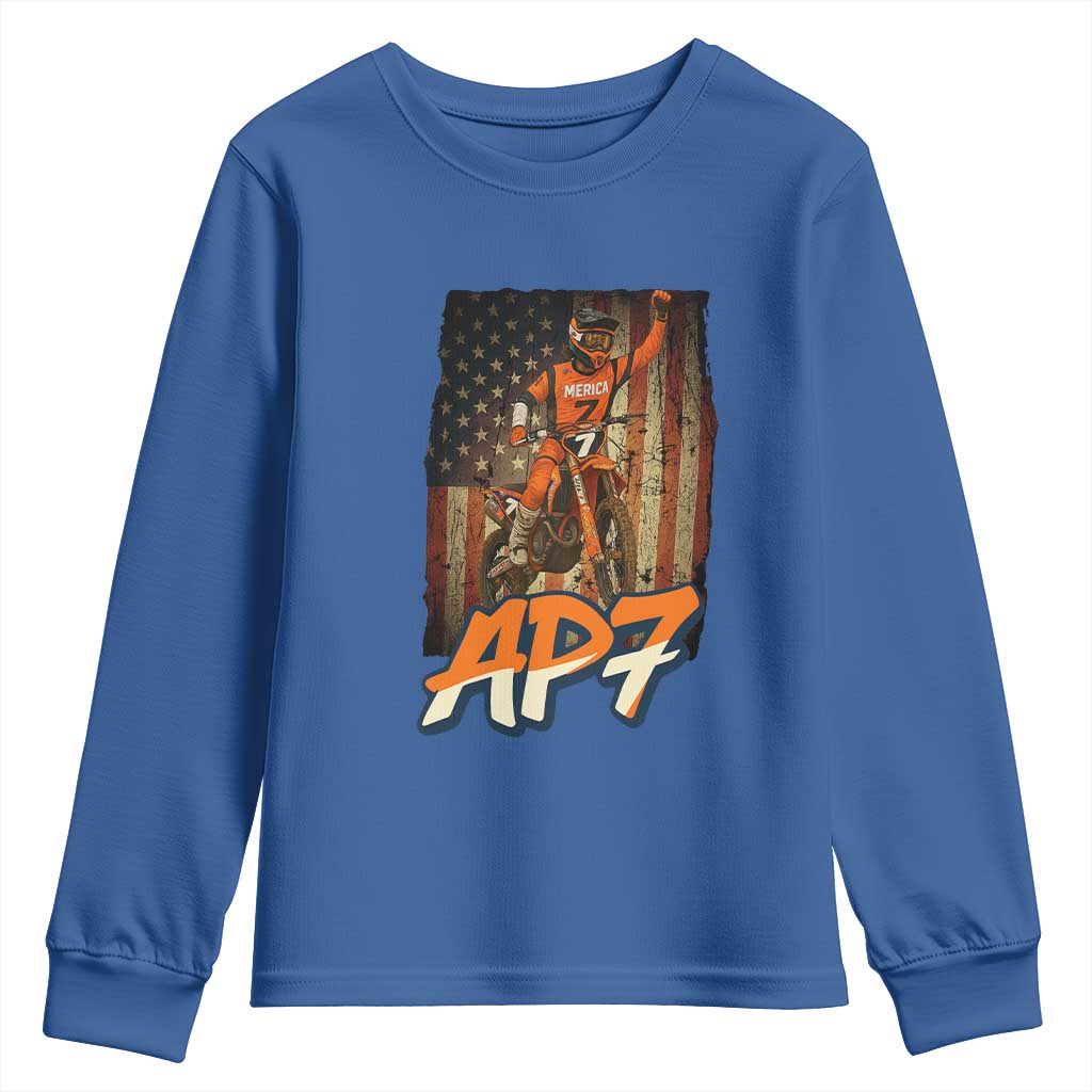 Dirt Bike American Flag Youth Sweatshirt - Wonder Print Shop